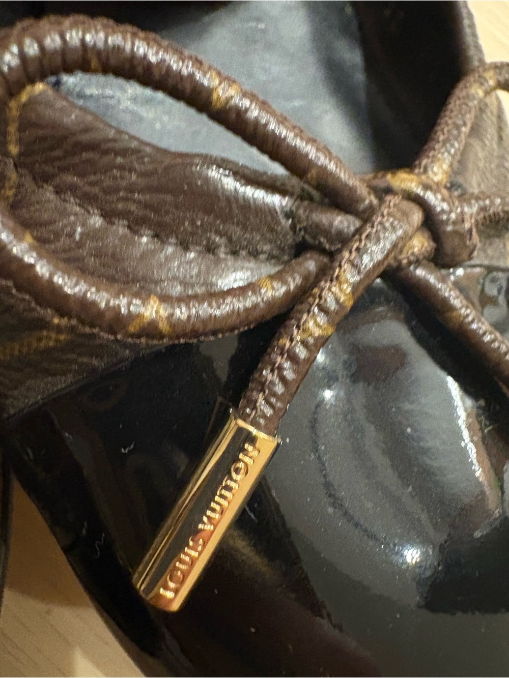 Louis Vuitton Brown Monogram Patent Toe Ballet Flats - Picture 9 of 9